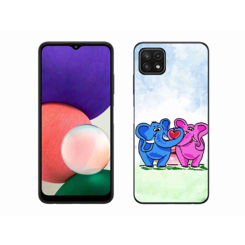 Gél borító mmCase a mobiltelefonon Samsung Galaxy A22 5G - szerelmes elefántok