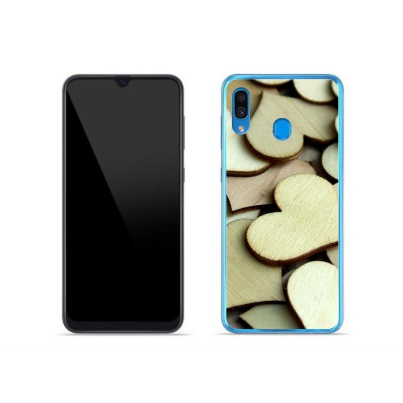 Zselés borítás mmCase Samsung Galaxy A30 készülékhez - fából készült szívek
