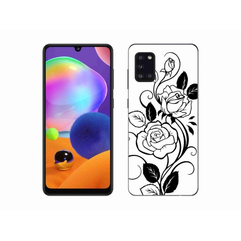 Zselés borítás mmCase Samsung Galaxy A31 készülékhez - fekete és fehér rózsa