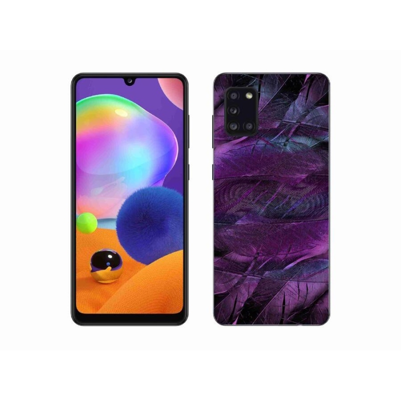 Gél védőhuzat mmCase Samsung Galaxy A31 készülékhez - lila tollak