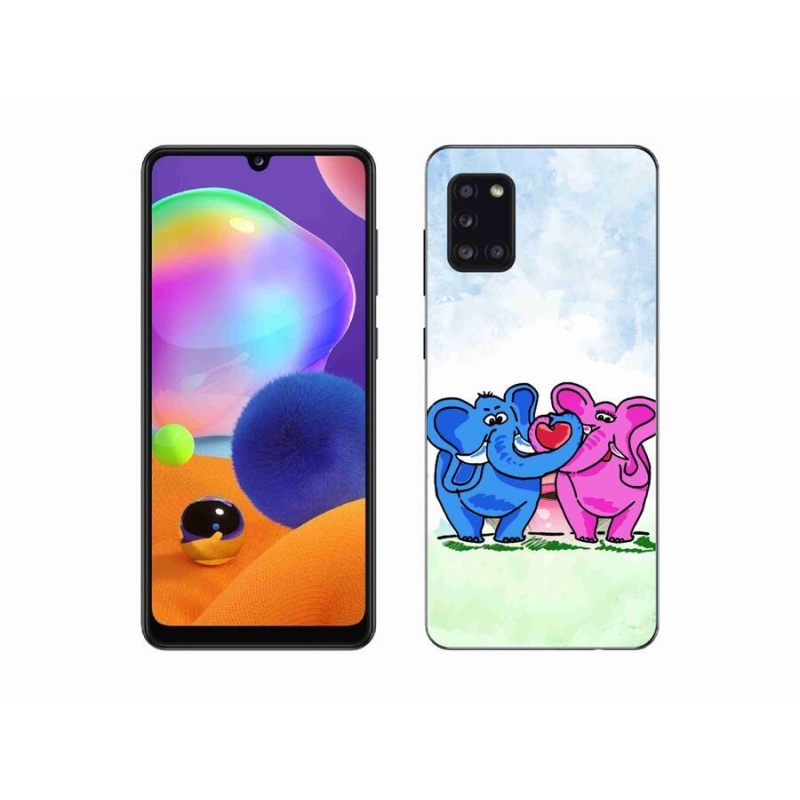 Gél borítás mmCase mobiltelefonhoz Samsung Galaxy A31 - szerelmes elefántok