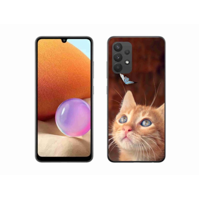 Gél borító mmCase Samsung Galaxy A32 4G - pillangó és cica - Samsung Galaxy A32 4G számára