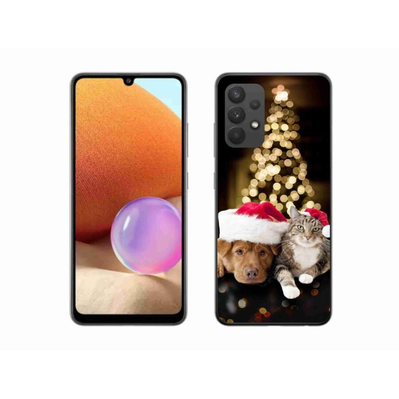 Gél borítás mmCase Samsung Galaxy A32 4G - Karácsonyi kutya és macska