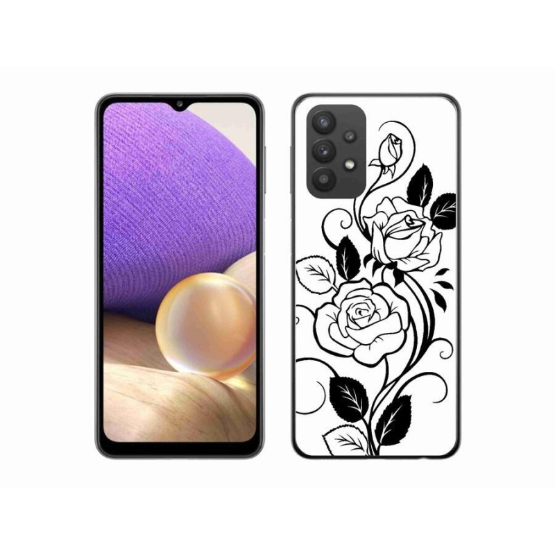 Zselés borítás mmCase Samsung Galaxy A32 5G - fekete és fehér rózsa