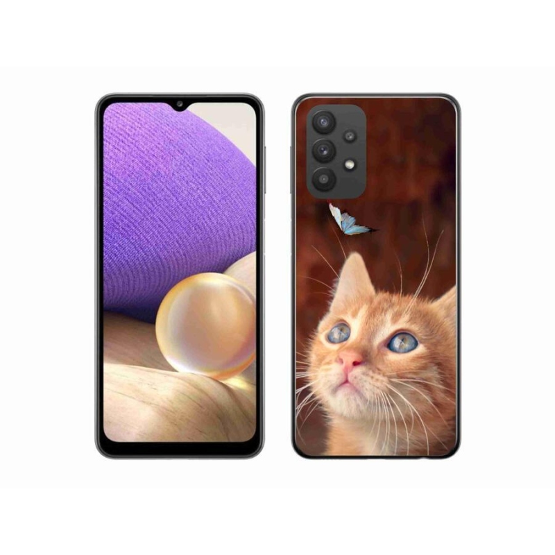 Gél borító mmCase Samsung Galaxy A32 5G - pillangó és cica - Samsung Galaxy A32 5G számára