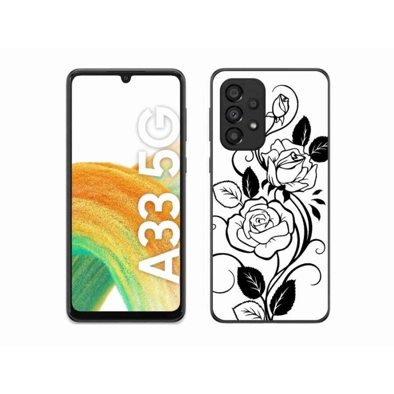 Zselés borítás mmCase Samsung Galaxy A33 5G - fekete és fehér rózsa