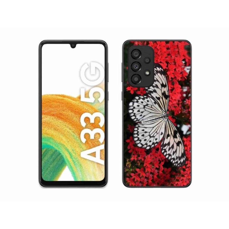Zselés borítás mmCase Samsung Galaxy A33 5G - fekete-fehér pillangó 1