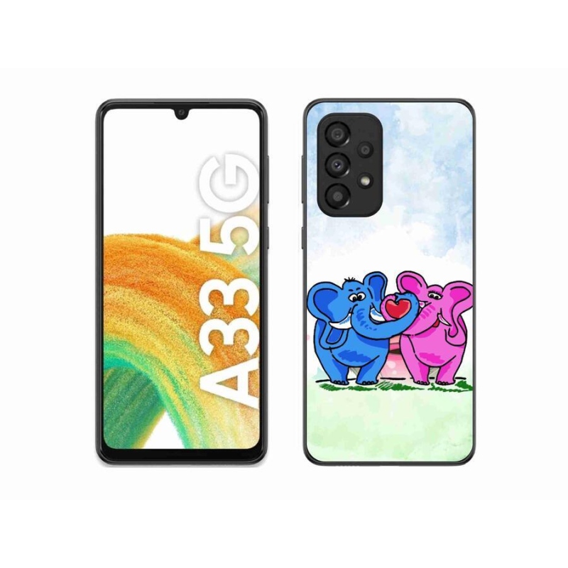 Gél borító mmCase a mobiltelefonon Samsung Galaxy A33 5G - szerelmes elefántok