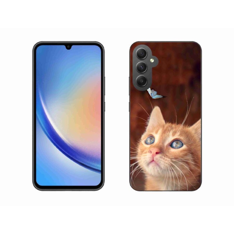 Gél borító mmCase Samsung Galaxy A34 5G - pillangó és cica - Samsung Galaxy A34 5G számára
