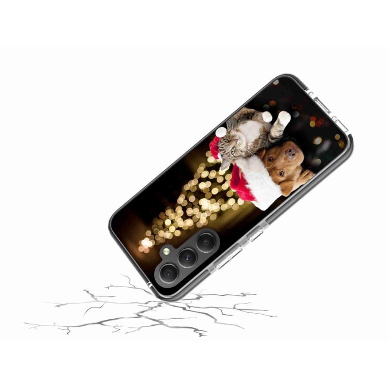Gél borítás mmCase Samsung Galaxy A34 5G - Karácsonyi kutya és macska