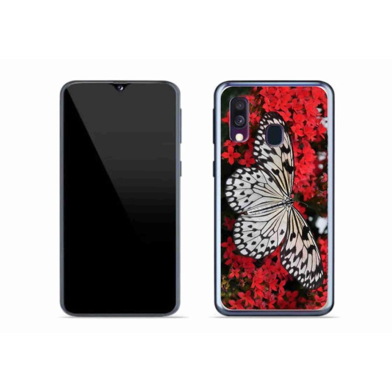 Zselés borítás mmCase Samsung Galaxy A40 - fekete-fehér pillangó 1