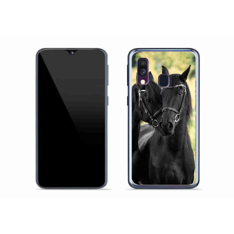 Zselés borítás mmCase Samsung Galaxy A40 készülékhez - két fekete ló