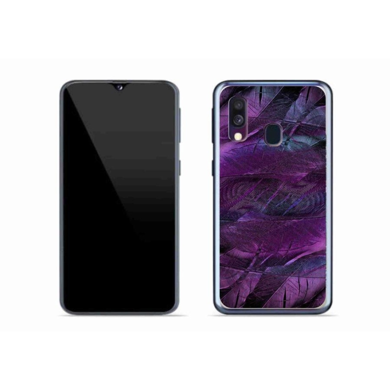 Gél védőhuzat mmCase Samsung Galaxy A40 készülékhez - lila tollak