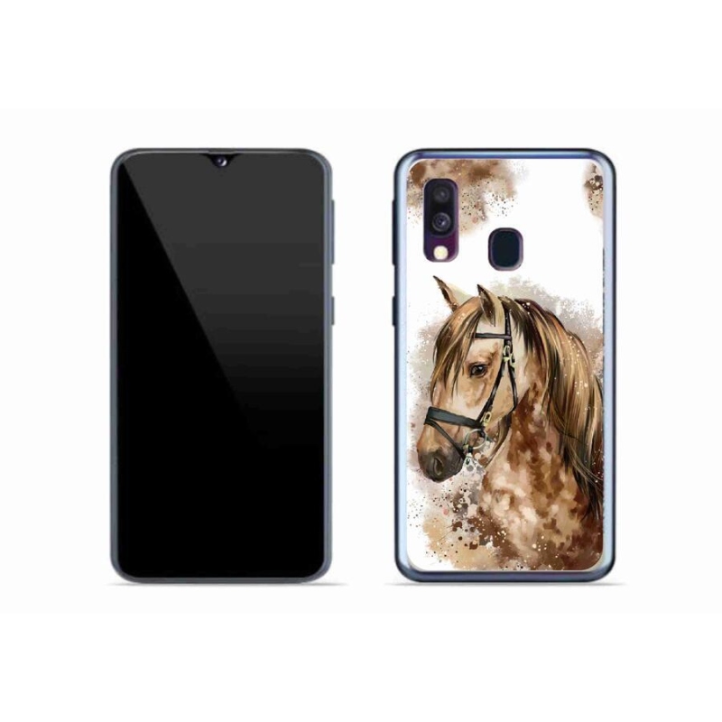 Zselés borítás mmCase Samsung Galaxy A40 készülékhez - barna rajzfilm ló