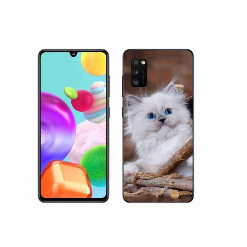 Gél védőhuzat mmCase Samsung Galaxy A41 készülékhez - fehér cica