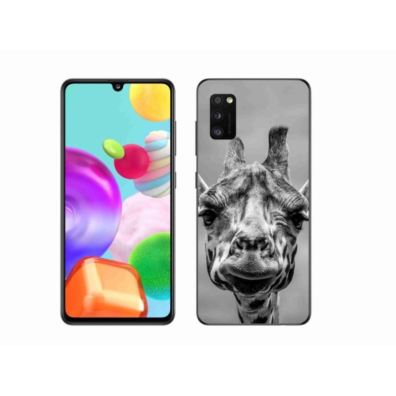 Zselés borítás mmCase Samsung Galaxy A41 készülékhez - fekete-fehér zsiráf