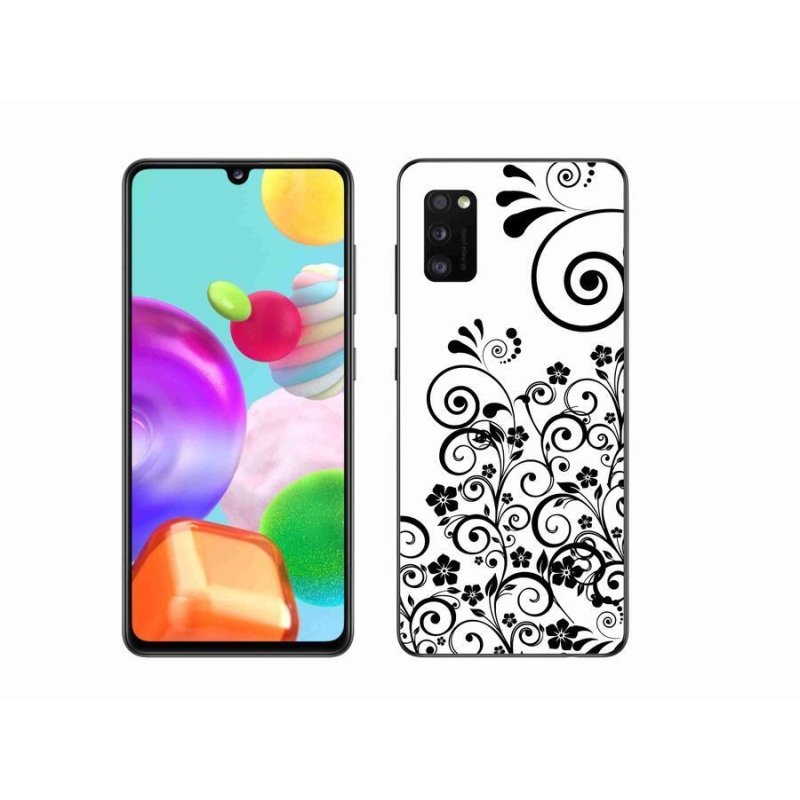 Zselés borítás mmCase Samsung Galaxy A41 készülékhez - fekete-fehér virágminták