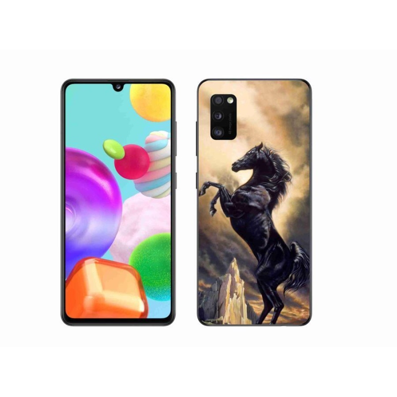 Zselés borítás mmCase Samsung Galaxy A41 - fekete rajzfilm lóhoz