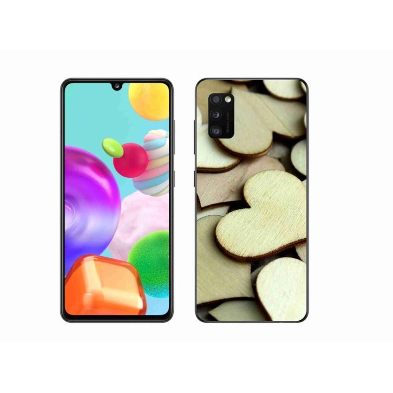 Gél borítás mmCase Samsung Galaxy A41 készülékhez - fából készült szívek