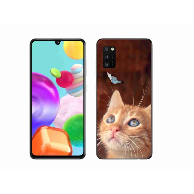 Gél borítás mmCase mobiltelefonhoz Samsung Galaxy A41 - pillangó és cica