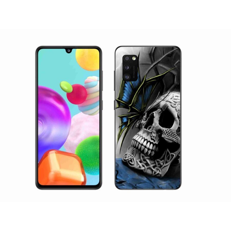 Gél borítás mmCase Samsung Galaxy A41 készülékhez - pillangó és koponya
