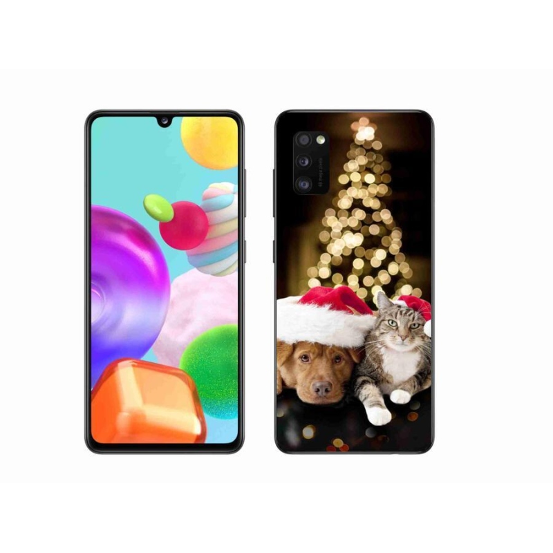 Gél borítás mmCase Samsung Galaxy A41 - Karácsonyi kutya és macska