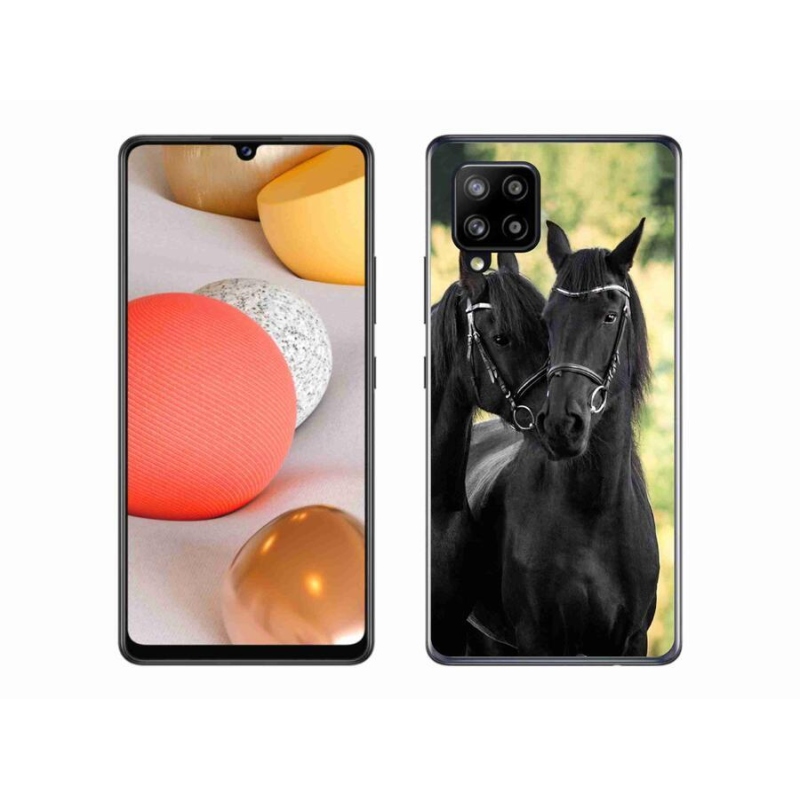 Zselés borítás mmCase Samsung Galaxy A42 5G - két fekete ló