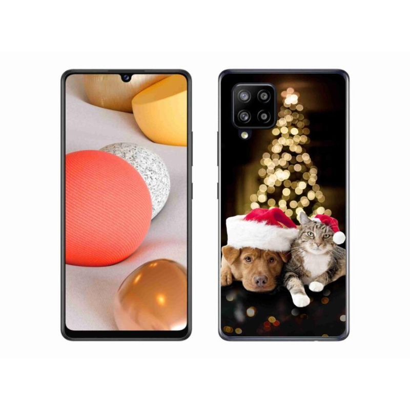 Gél borítás mmCase Samsung Galaxy A42 5G - Karácsonyi kutya és macska