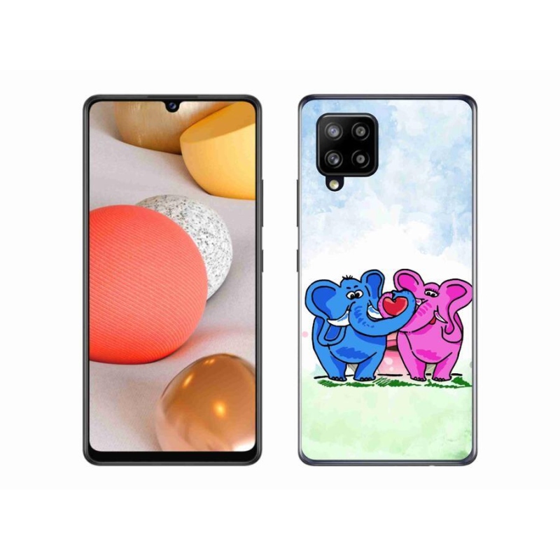 Gél borító mmCase a mobiltelefonon Samsung Galaxy A42 5G - szerelmes elefántok