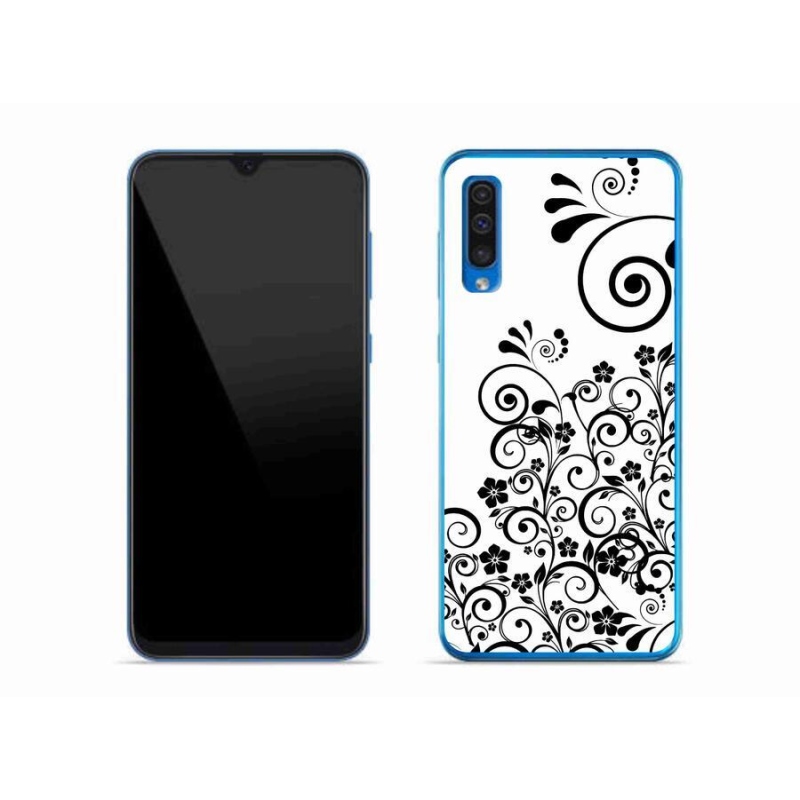 Zselés borítás mmCase Samsung Galaxy A50 készülékhez - fekete-fehér virágminták