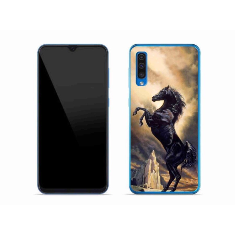 Zselés borítás mmCase Samsung Galaxy A50 készülékhez - fekete rajzfilmes ló