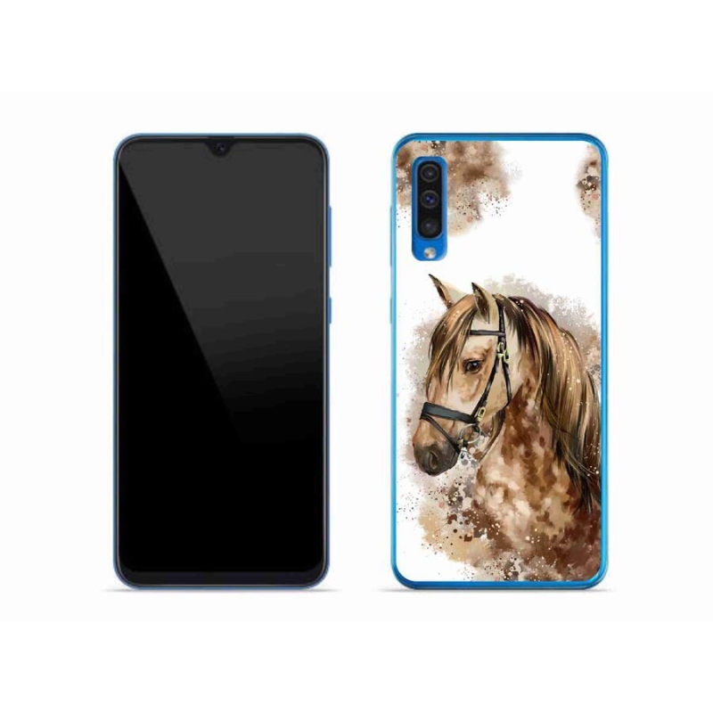 Zselés borítás mmCase Samsung Galaxy A50 készülékhez - barna rajzfilm ló