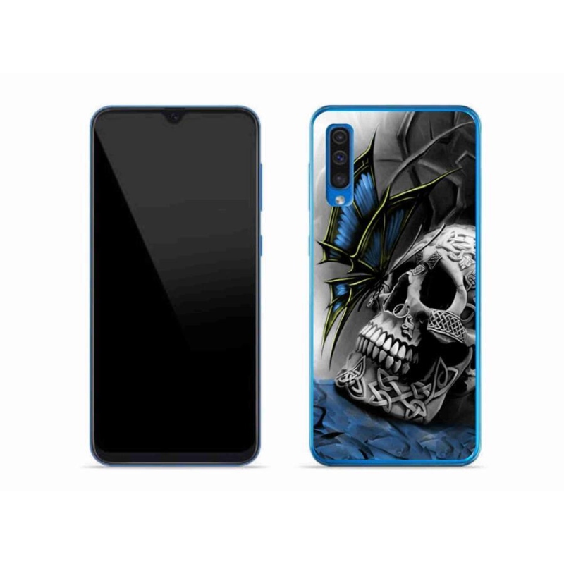 Gél borítás mmCase Samsung Galaxy A50 készülékhez - pillangó és koponya