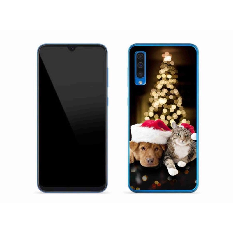 Gél borítás mmCase Samsung Galaxy A50 készülékhez - Karácsonyi kutya és macska