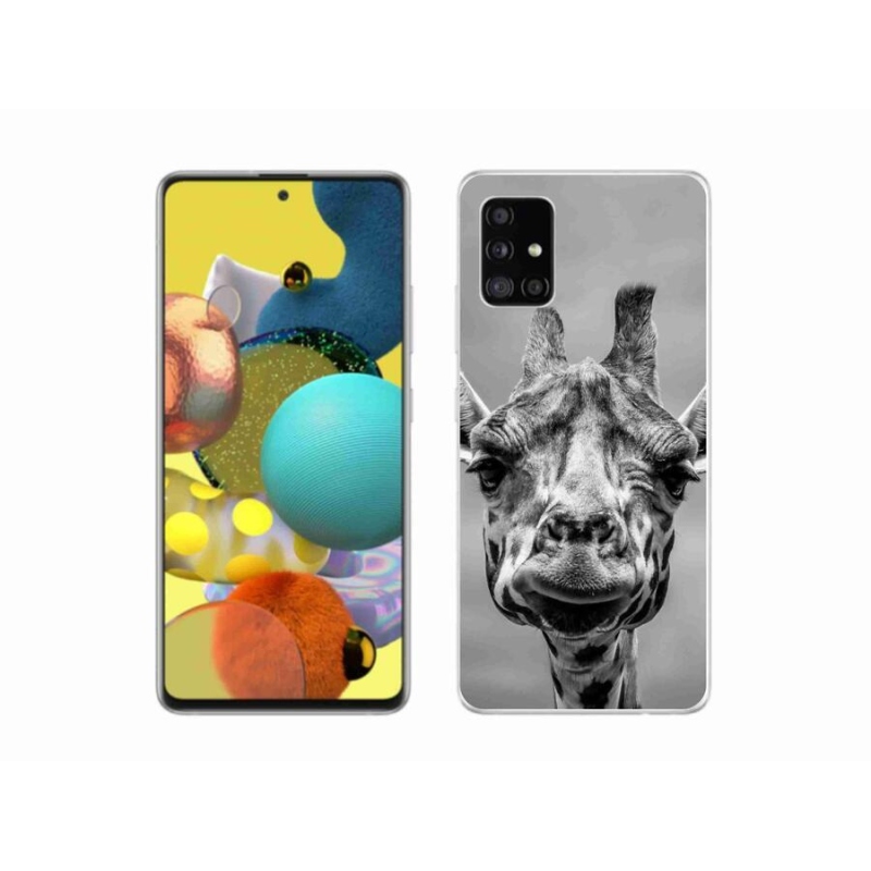 Zselés borítás mmCase Samsung Galaxy A51 5G - fekete-fehér zsiráfhoz