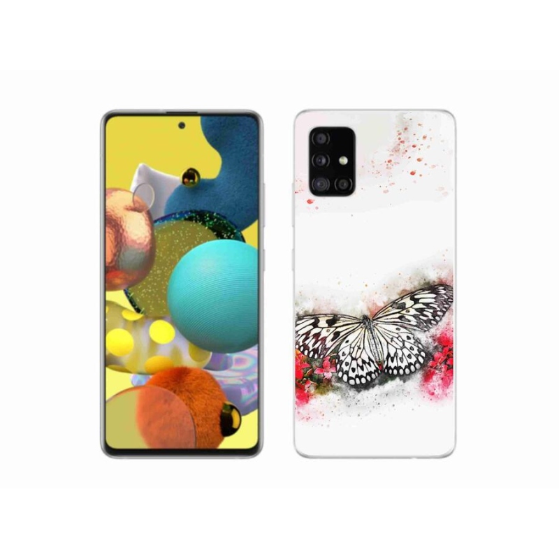 Zselés borítás mmCase Samsung Galaxy A51 5G - fekete-fehér pillangóhoz