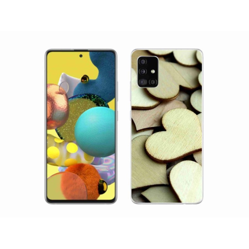 Zselés borítás mmCase Samsung Galaxy A51 5G - fából készült szívecskékhez