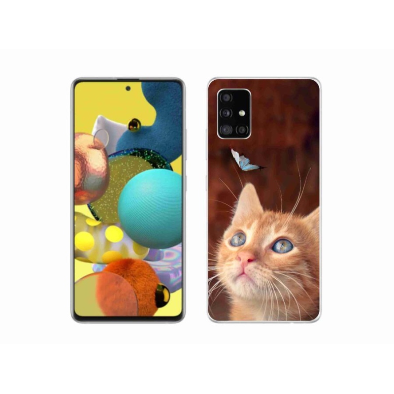 Gél borító mmCase Samsung Galaxy A51 5G - pillangó és cica - Samsung Galaxy A51 5G számára