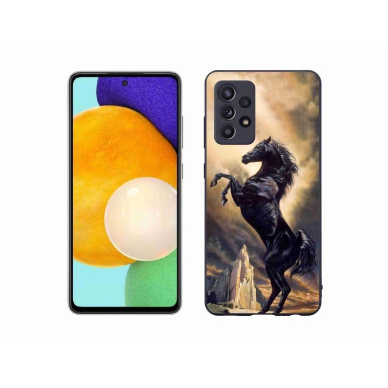 Zselés borítás mmCase Samsung Galaxy A52s 5G - fekete rajzfilm lóhoz
