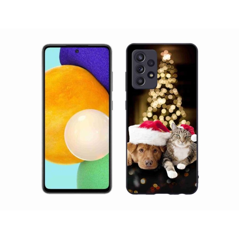 Gél borítás mmCase Samsung Galaxy A52s 5G - Karácsonyi kutya és macska