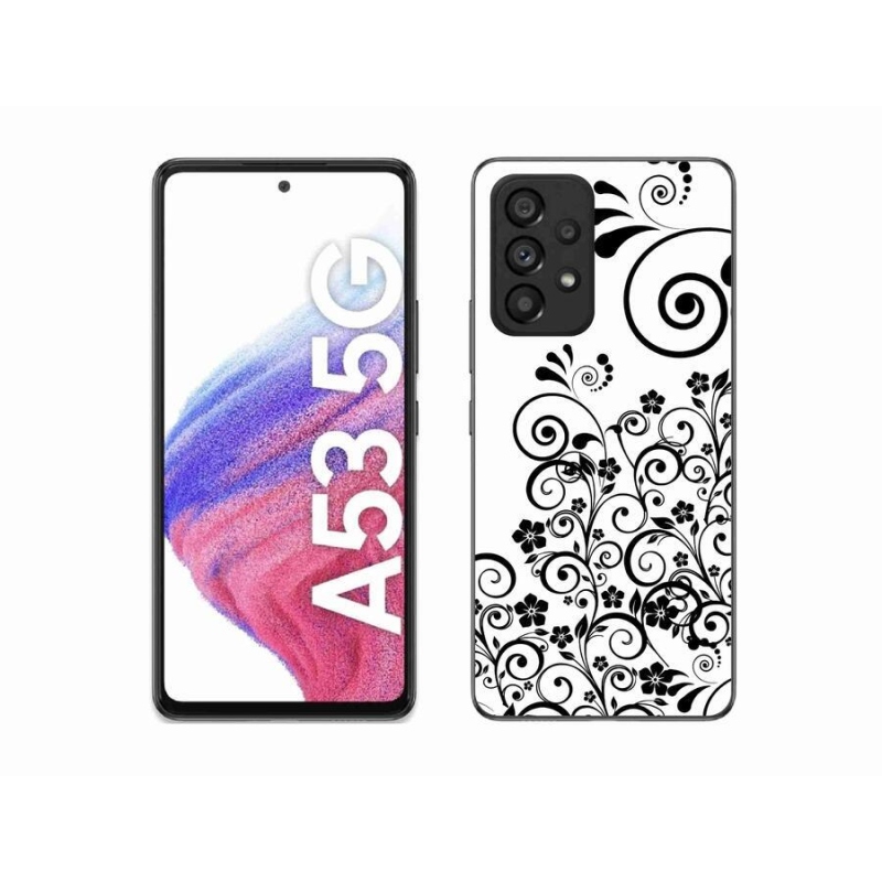 Gél védőhuzat mmCase Samsung Galaxy A53 5G - fekete és fehér virágmintás borítás