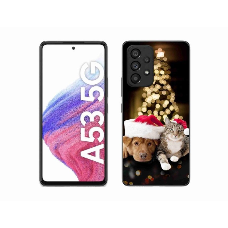Gél borítás mmCase Samsung Galaxy A53 5G - Karácsonyi kutya és macska
