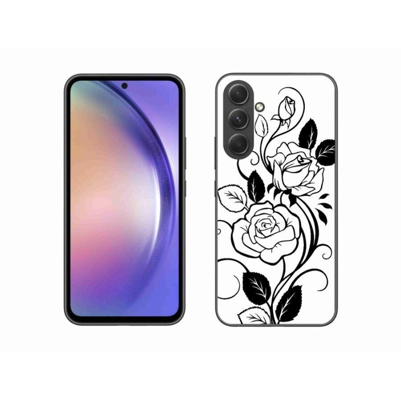 Zselés borítás mmCase Samsung Galaxy A54 5G - fekete és fehér rózsa