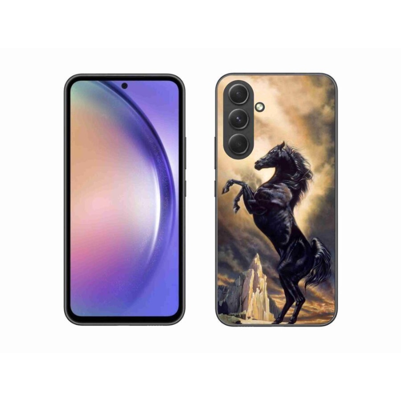 Zselés borítás mmCase Samsung Galaxy A54 5G - fekete rajzfilm lóhoz