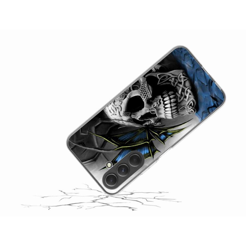 Gél borító mmCase Samsung Galaxy A54 5G - pillangó és koponya - Samsung Galaxy A54 5G számára