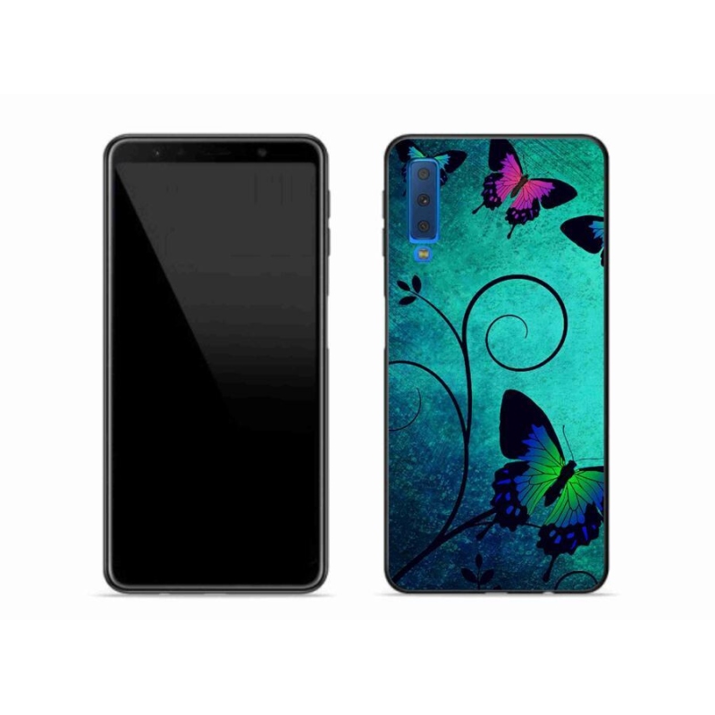 Gél védőhuzat mmCase mobiltelefonhoz Samsung Galaxy A7 (2018) - színes pillangók