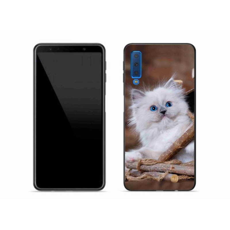 Gél védőhuzat mmCase Samsung Galaxy A7 (2018) - fehér cica