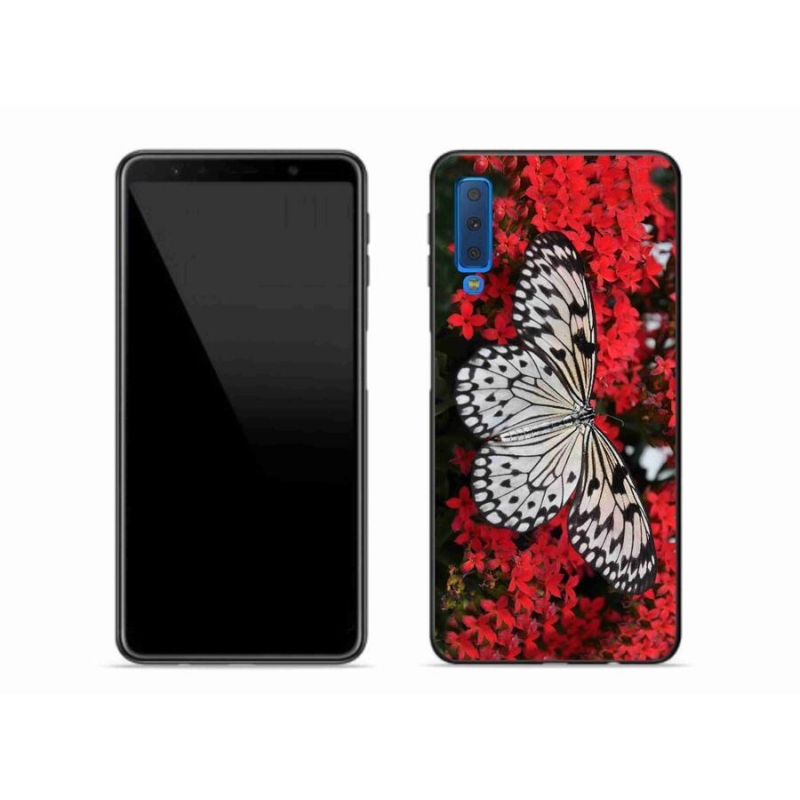 Zselés borítás mmCase Samsung Galaxy A7 (2018) - fekete-fehér pillangó 1