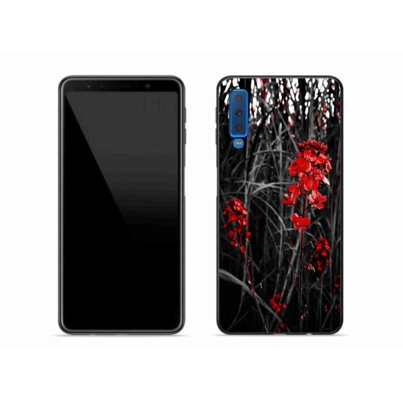 Zselés borítás mmCase Samsung Galaxy A7 (2018) - piros növényhez