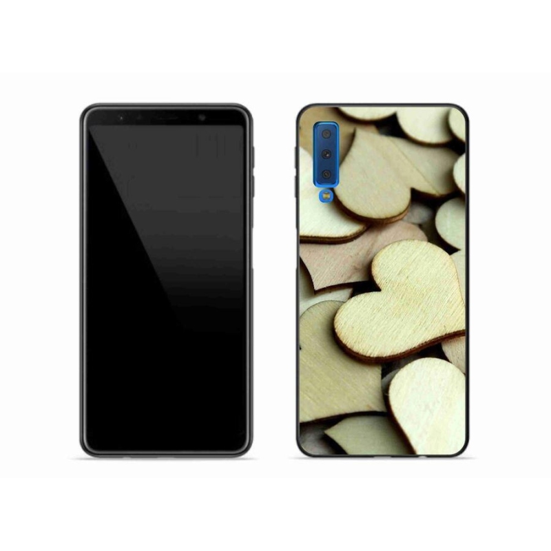Zselés borítás mmCase Samsung Galaxy A7 (2018) - fából készült szívek